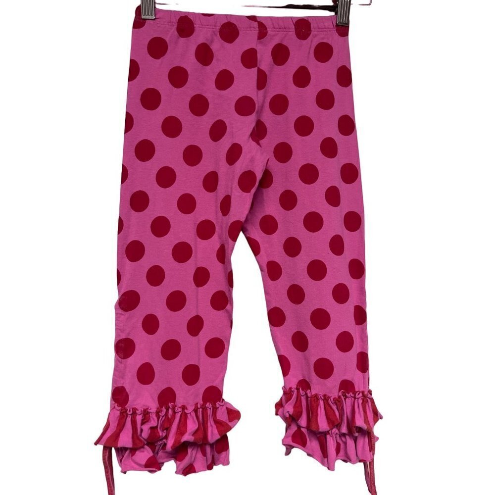 Mustard Pie Pink Polka Dot Ruffle Cuff Boutique Pants Bottoms Girls Size 4
